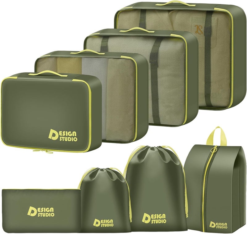 YEEYAA 8 Set Packing Cubes for Travel Suitcase Organizer Bags Luggage Packing Cubes Set Travel Essentials Accessories Gifts for Women - Image 1